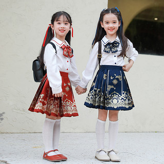 十三余 童装长短款马面裙套装汉服女童走进校园系列