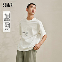 Semir 森马 观园吉联名短袖T恤男2024夏季新款精致刺绣印花上衣凉感抗菌