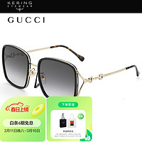 GUCCI 古驰 太阳镜女 经典复古墨镜开车遮阳百搭塑料黑色方框GG1016SK 001