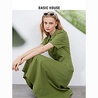 BASICHOUSE 百家好 Basic House/百家好气质收腰显瘦法式Polo连衣裙夏季长款高档长裙