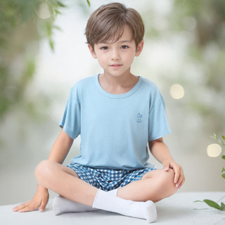 儿童莫代尔睡衣夏季薄款短袖短裤冰丝男童女童小孩家居服套装夏款