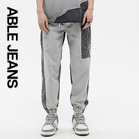 ABLE JEANS 欧帛牛仔 ABLEJEANS 拼接水洗弹力牛仔裤男女款潮流束脚裤