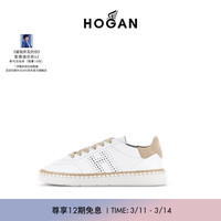 HOGAN女鞋2024春夏新款H327系列时尚复古百搭休闲鞋德训鞋 白/卡其