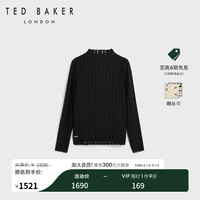 Ted Baker2024春季新款女士气质修身半高领打底蕾丝衫C41019 黑色
