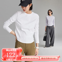 雲上生活「春日面膜t」解构显瘦多色圆领打底衫T9130X 星白色 XL