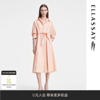 歌力思(ELLASSAY)2024春季新款棉感收腰多巴胺春日约会衬衫连衣裙女EWW351Y05800 海贝橙