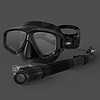COPOZZ浮潜面镜三宝成人潜水眼镜呼吸管套装全干式游泳装备 纯黑色面镜呼吸管套装