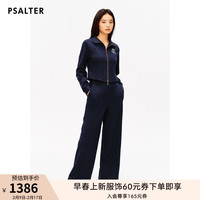 诗篇线上专选2024春新款简约立领学院运动风针织上衣短外套 宝蓝