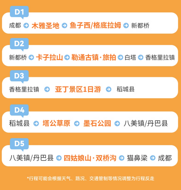 后劲很大的川西大环线，眼睛的天堂没错了！成都稻城亚丁旅游5天4晚12人团（含4晚住宿+景点门票+全程用车+藏服旅拍等）