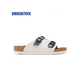 BIRKENSTOCK牛皮绒面革男女款当季时尚双扣拖鞋Zurich系列 白色/复古白窄版1026788 45