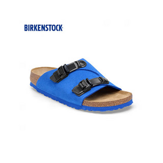 BIRKENSTOCK牛皮绒面革男女款当季时尚双扣拖鞋Zurich系列 湛蓝色窄版1026816 41