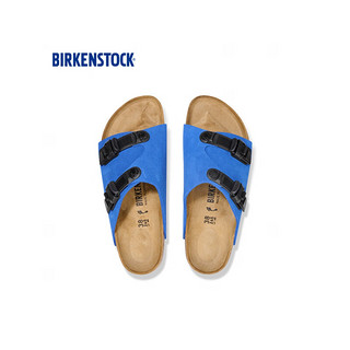 BIRKENSTOCK牛皮绒面革男女款当季时尚双扣拖鞋Zurich系列 湛蓝色窄版1026816 44
