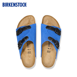 BIRKENSTOCK牛皮绒面革男女款当季时尚双扣拖鞋Zurich系列 湛蓝色窄版1026816 37