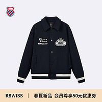 盖世威（K·SWISS）男外套 24春季经典提花针织长袖宽松上衣 109847 495深靛蓝 L