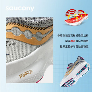 Saucony索康尼驭途15软底减震跑步鞋女春季运动鞋女Ride15 灰金 36