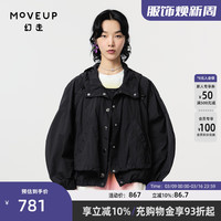 幻走（MOVEUP）2024春季假两件连帽设计师短款外套女 黑色  S