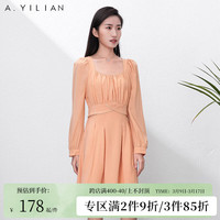阿依莲法式复古温柔连衣裙女2024春季新款显瘦收腰显气质中长款裙