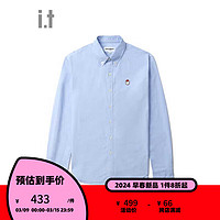 :CHOCOOLATE it 男装纯色长袖衬衫2024春季日常牛津衬衣8368X BLL/蓝色 XL