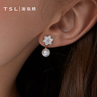 TSL 谢瑞麟 花语系列18K金钻石珍珠白贝母耳环耳坠单只BD469-BD470