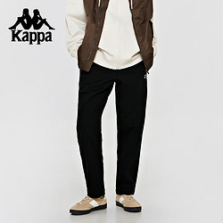Kappa 卡帕 复古针织休闲裤2024新款男简约运动裤黑色长裤小脚卫裤