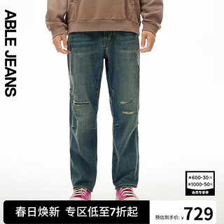 ABLE JEANS【直筒滑板裤】24春季男士裤子弹力复古牛仔裤男 黄泥蓝 30/32