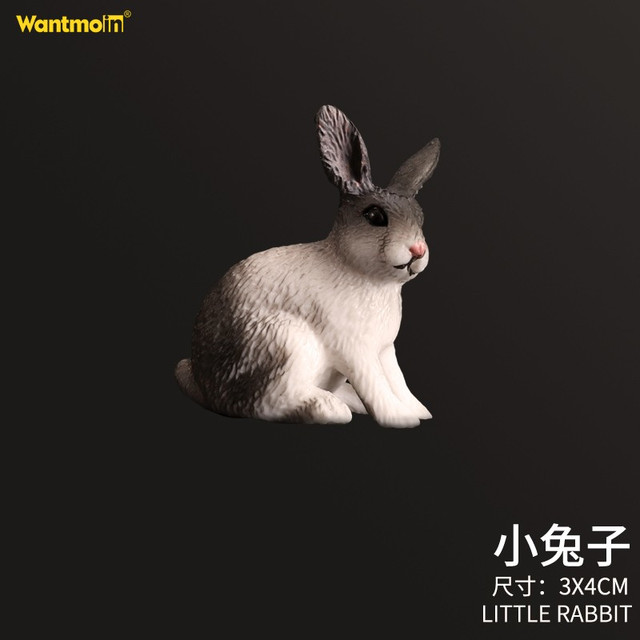 WANTMOIN 玩模乐 幼崽仿真动物模型  野生动物狗兔牛马猪模型 儿童仿真动物玩具3-10岁 小兔子