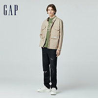 Gap 盖璞 男装2024春季新款多口袋工装风长袖衬衫翻领宽松上衣877270