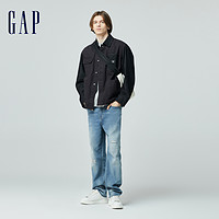 Gap 盖璞 男装2024春季新款帆布牛仔拼接口袋翻领外套洋气夹克877196