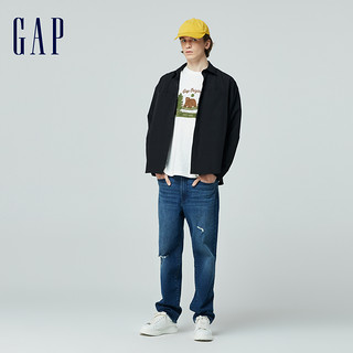 88VIP：Gap 盖璞 男装2024春季新款纯色简约翻领长袖衬衫百搭通勤上衣892179