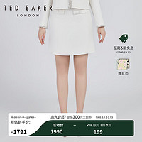 Ted Baker2024春季女士气质双口袋粗花呢半身裙C41025 白色 4