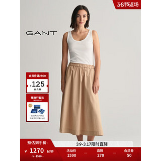 GANT甘特2024春季女士休闲纯色半身裙4400115 248卡其色 42