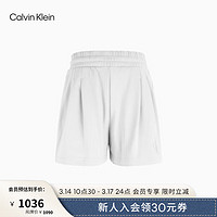 Calvin KleinJeans24春夏女士松紧腰褶裥印花休闲运动宽松短裤J223328 YAF-月光白 M