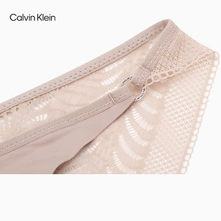 Calvin Klein内衣24春夏女士性感蕾丝比基尼内裤QF7549AD K6B-暖沙黄 M
