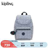 凯普林 kipling男女款轻便帆布包2024春季书包旅行包双肩背包|EZRA系列 EZRA S-蓝白藤蔓印花