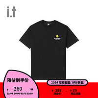 UNDER GARDENit  男装短袖T恤2024春夏时尚简约笑脸装饰00568XM BKX/黑色 M