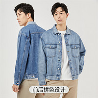 GIORDANO 佐丹奴 外套男装纯棉牛仔前后异色多口袋翻领夹克外套 18073602