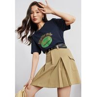 独束大码女装复古印花通勤时尚T恤微胖MM夏季百搭显瘦上衣女