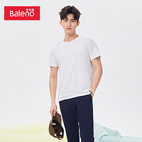 班尼路（Baleno）纯色T恤打底衫新疆棉短袖体恤潮装棉半袖汗衫上衣休闲 01W 漂白圆领 L