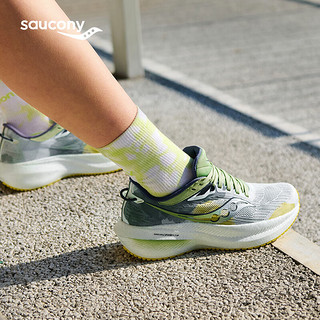 saucony 索康尼 胜利21专业缓震回弹跑鞋女训练跑步鞋透气运动鞋白绿36