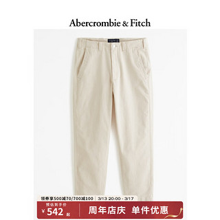 Abercrombie & Fitch 男装 24春夏美式弹力帆布宽松休闲长裤 355315-2 奶油色 29/30 (175/74A)