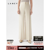朗姿2024夏季高级感通勤裤子直筒高腰长款醋酸西装裤女 深米色 L