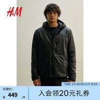H&M男士外套2024春新款立领保暖防风ThermoMove™保暖外套1178411 黑色 1