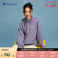 Champion 冠军2024春季男休闲刺绣草写logo连帽卫衣简约纯色上衣女 紫色 2XL