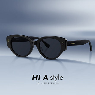 海澜之家（HLA）眼镜24年猫眼墨镜女高级感窄框太阳镜开车防紫外线 黑框灰片