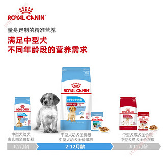 皇家狗食幼犬中型犬大型犬幼年离乳期奶糕幼犬粮德牧 2-12月中型犬幼犬粮MEJ32/4KG 3kg