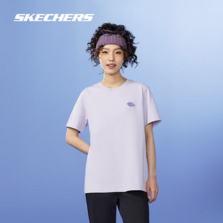 斯凯奇（Skechers）2024年夏季速干透气短袖针织运动T恤衫男女同款 兰花紫色/01X5 XL