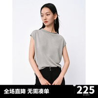太平鸟高级灰莱赛尔短袖针织衫女2024夏装新款简约内搭打底上衣女