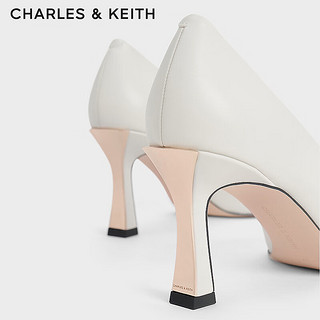 CHARLES&KEITH24春CK1-60361500简约尖头浅口通勤高跟鞋单鞋 粉白色Chalk 39