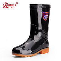                                                                                 强人3515雨靴防水防滑耐磨雨鞋工作鞋胶鞋高筒雨鞋 黑色中筒 45