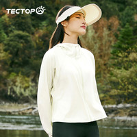 探拓（TECTOP）户外防晒衣女2024夏季冰丝透气UPF200+专业防紫外线短款皮肤衣女 馥月白 S